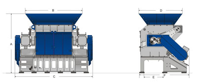 ZERMA ZTS Tire shredder drawing